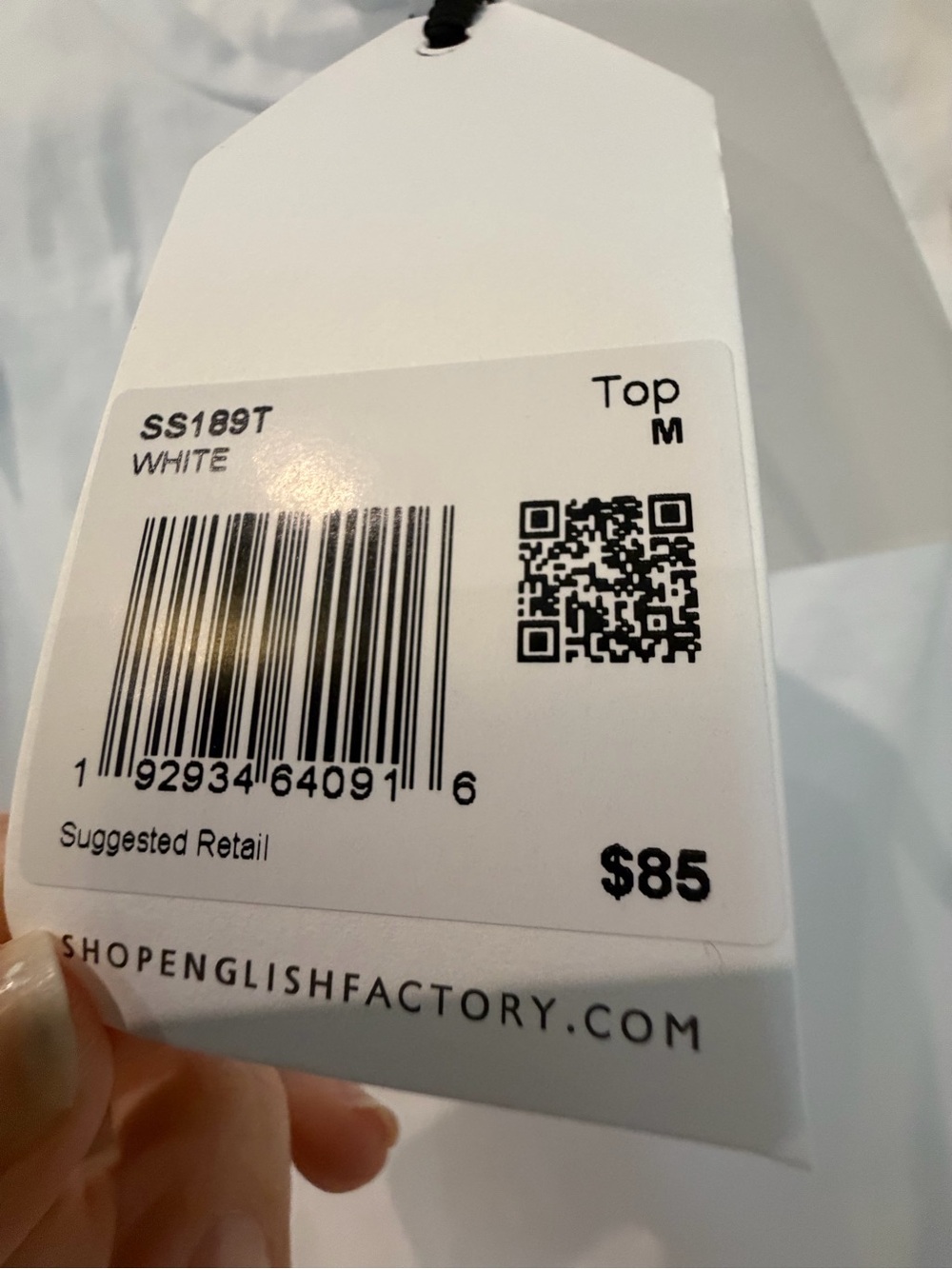 NWT English Factory White Tee with Black Tie Detail - Picture 3 of 6